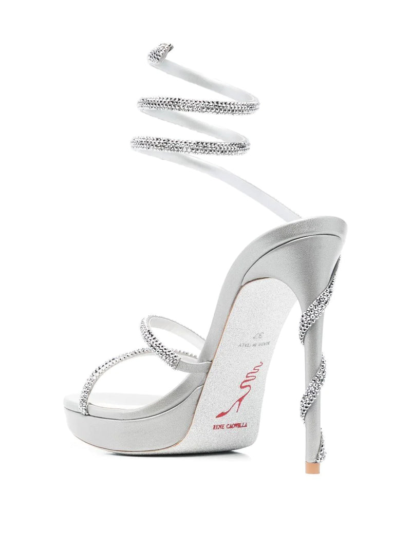 RENE CAOVILLA SILVER SATIN -SHADE STRASS