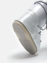 MOON BOOT ICON SILVER GLITTER BOOTS