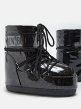 MOON BOOT ICON LOW BLACK GLITTER BOOTS