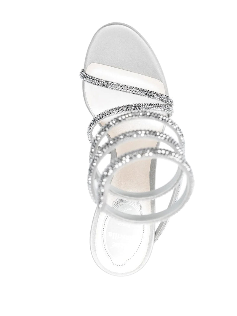 RENE CAOVILLA SILVER SATIN -SHADE STRASS