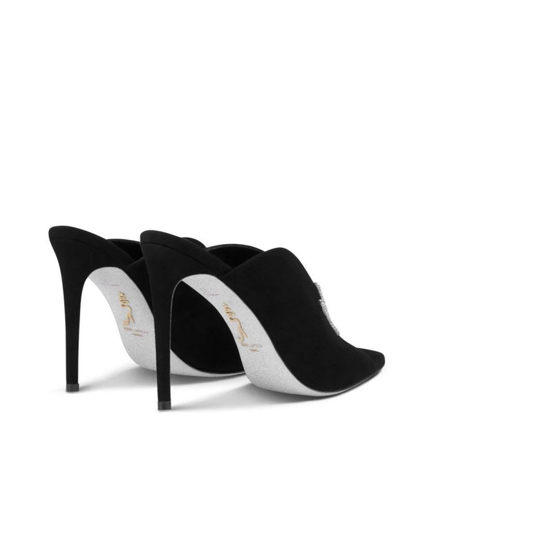 RENE CAOVILLA AUDRY SILVER OPEN TOE SANDAL