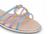 RENE CAOVILLA /CLIPPY CRYSTAL PINK/LIGHT BLUE SLIDE FLAT