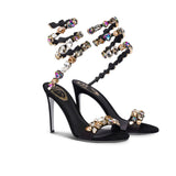 RENE CAOVILLA  ROXANNE RHINESTONES BLACK SANDAL