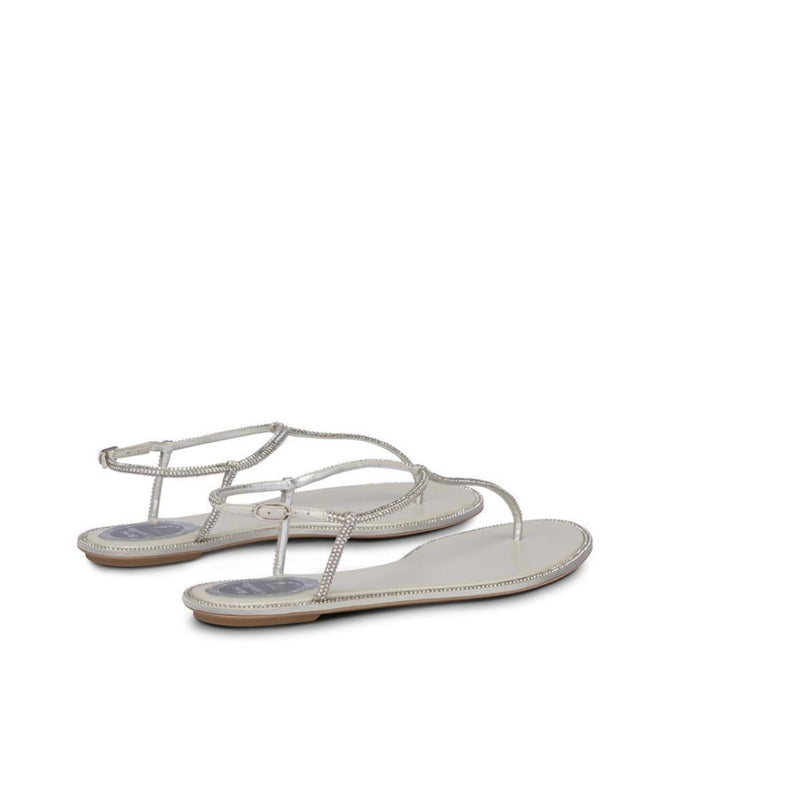 RENE CAOVILLA FLIP FLOPS SILVER