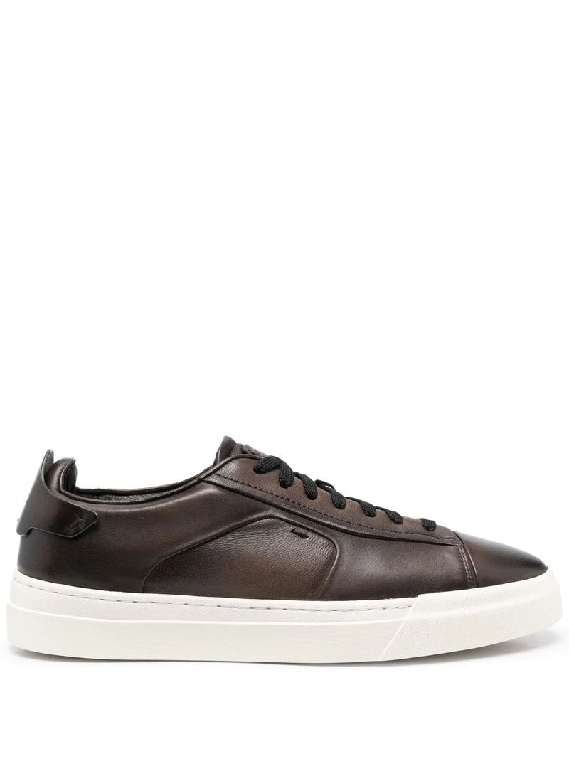 SANTONI MEN’S Dark BROWN LEATHER SNEAKER