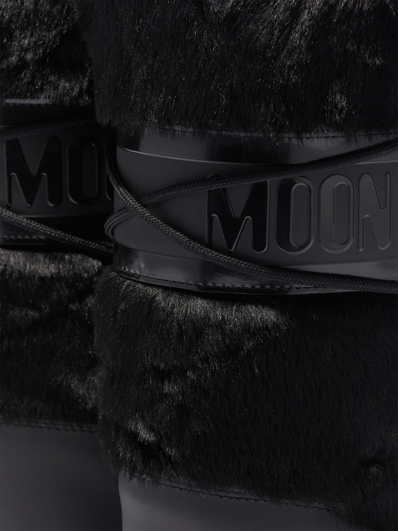 MOON BOOT  ICON BLACK FAUX-FUR BOOTS