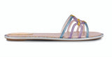 RENE CAOVILLA /CLIPPY CRYSTAL PINK/LIGHT BLUE SLIDE FLAT