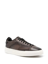 SANTONI MEN’S Dark BROWN LEATHER SNEAKER