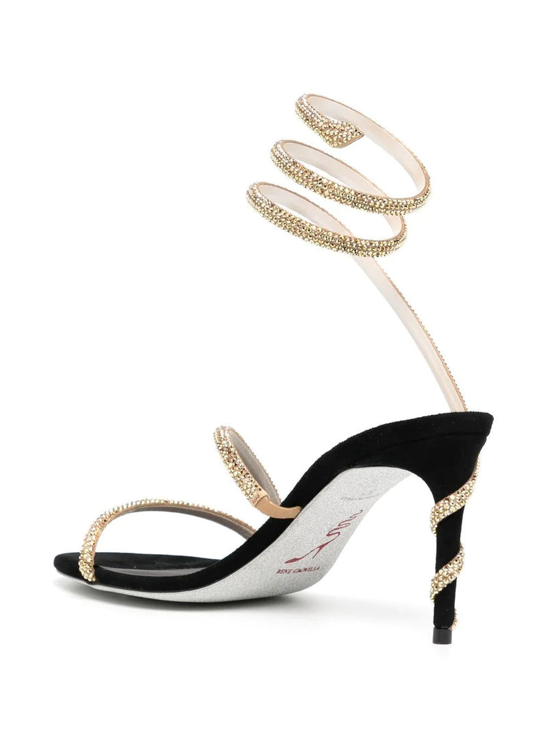 RENE CAOVILLA GOLD SATIN BLACK