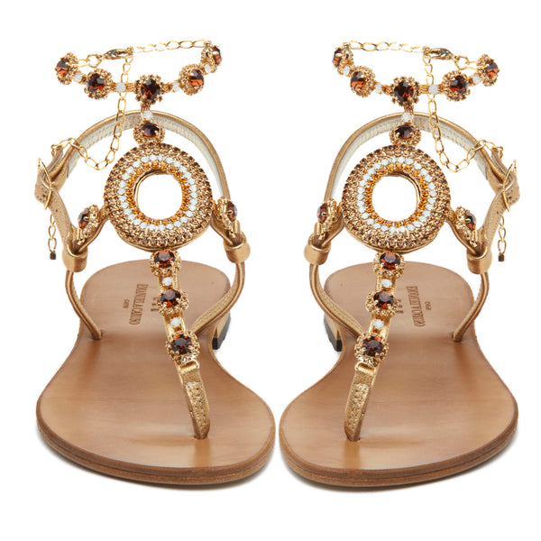 EMANUELA CARUSO Gold Crystal Sandal