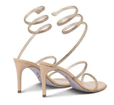 Rene Caovilla Beige Satin Golden
