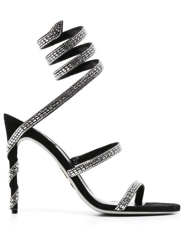RENE CAOVILLA BLACK SUEDE SATIN STRASS
